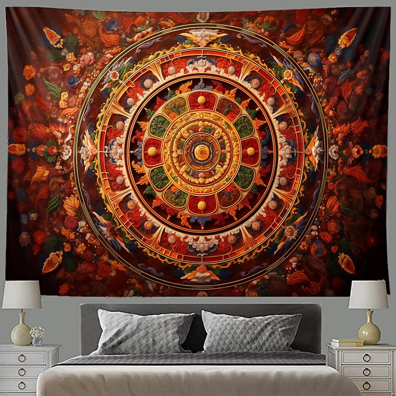 Indian Mandala Hanging Tapestry Wall Art Large Tapestry Mural Decor Photograph Backdrop Blanket Curtain Home Bedroom Living Room Decoration 7