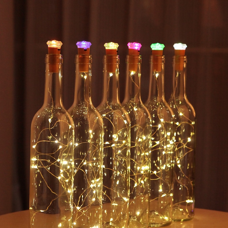 Colorful Diamond Bottle Stopper String Lights, Christmas LED Decorative Lights for Christmas Festive Atmosphere 1/4/8pcs