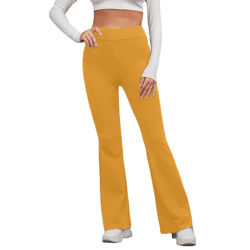 Women's Flare Leggings Fashion Streetwear Simple Full Length High Waist Solid Color High Cut Comfort Breathable Comfortable Micro-elastic Outdoor Vacation Yoga off white Black Yellow Red Fall Winter