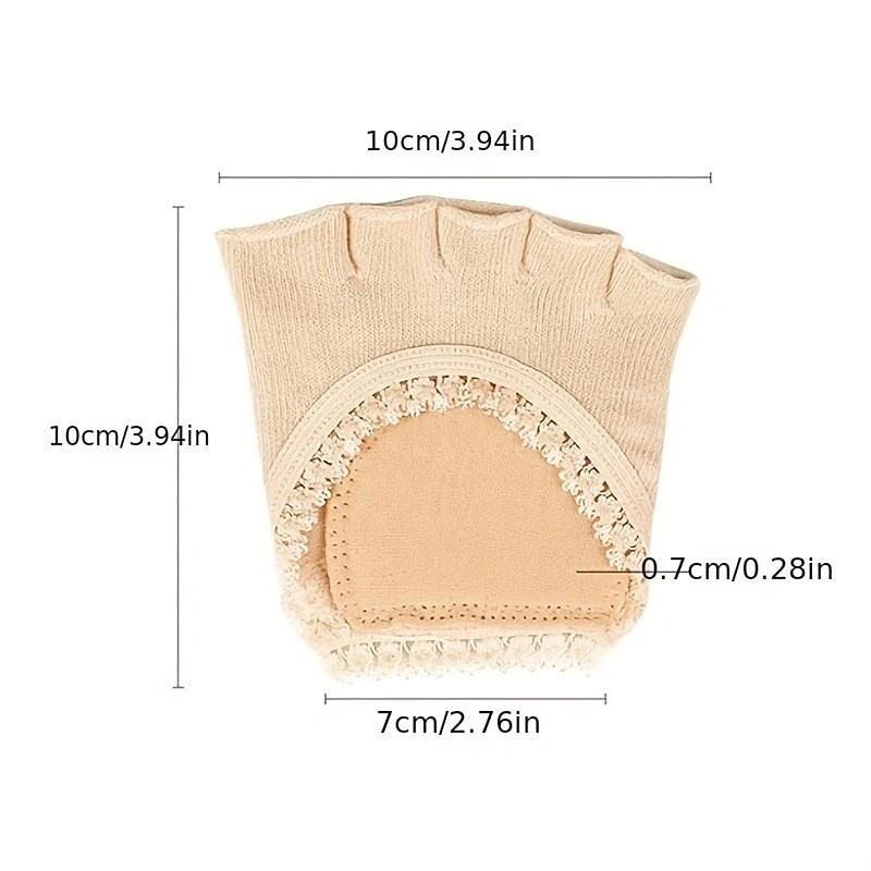 1 Pair Open Five Toes Socks, Forefoot Pads, Anti Slip Peep Toe Half Socks Lace Toe Topper Invisible Half Socks For High Heels, Flat Shoes, Casual Shoes, Sandals3