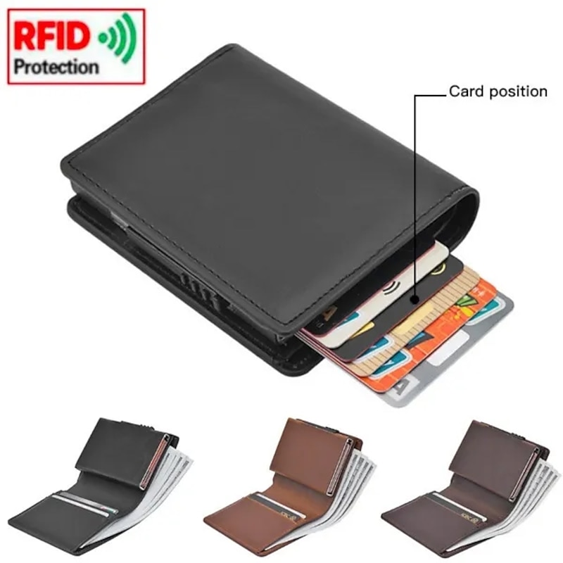 Top Quality Short Smart Male Wallet Leather RFID Wallet Men Anti-theft Card Holder Card Small Coin Purse Pocket