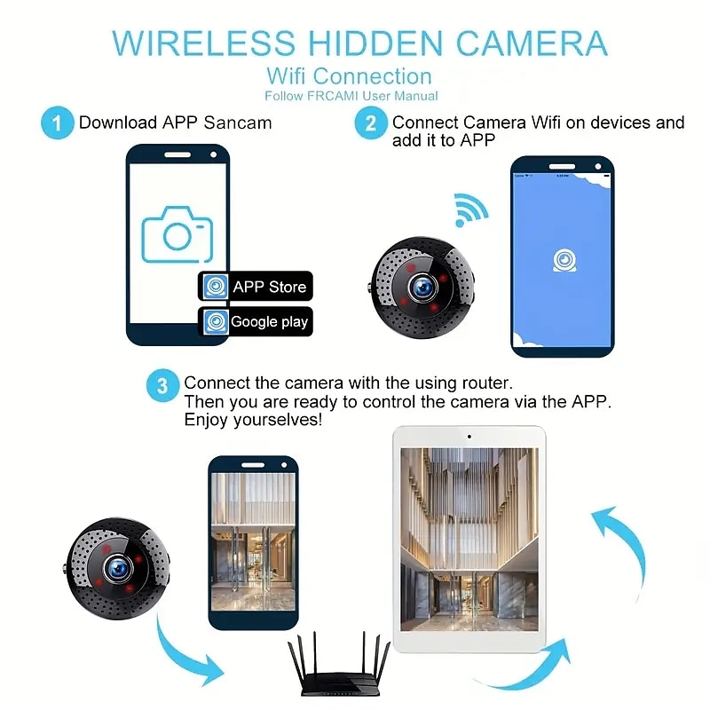 Wifi HD Wireless IP Camera 4K 200W WiFi Camera Mobile Phone Remote Monitoring Built-in Battery Night Vision Function 140 Degree Wide Angle4