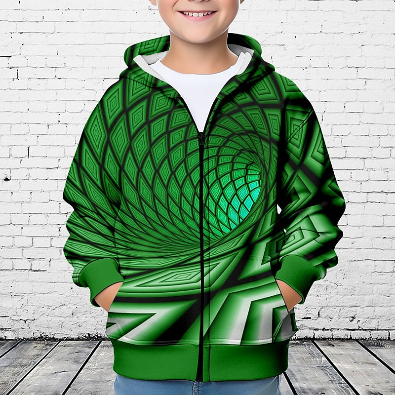 Boys 3D Graphic Hoodie Coat Outerwear Long Sleeve 3D Print Fall Winter Fashion Streetwear Cool Polyester Kids 3-12 Years Outdoor Casual Daily Regular Fit3