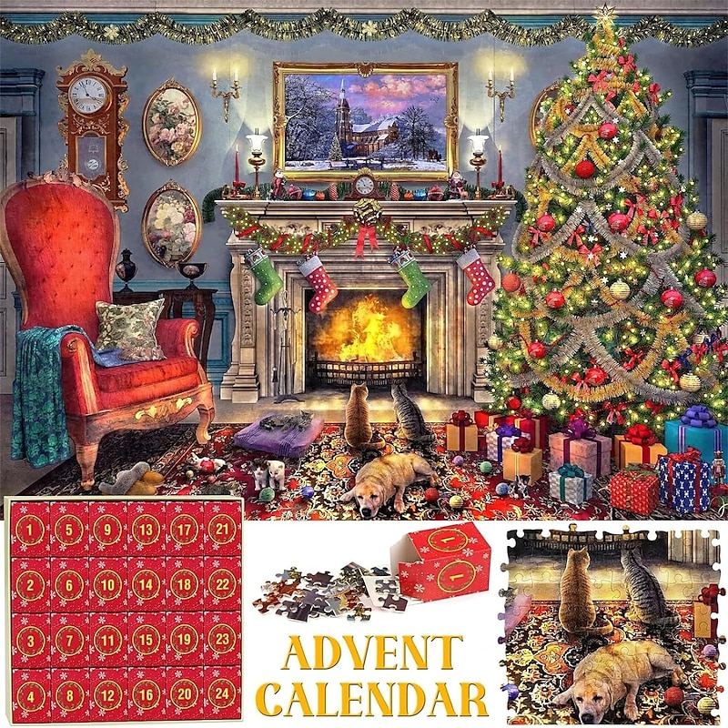 Advent Calendar 2025 Jigsaw Puzzles - 24 Boxes 1008 Pieces Puzzles Countdown to Christmas, Christmas Gifts Stocking Stuffers, Christmas Decorations Christmas Puzzle for Adults Kids, Xmas Gift2