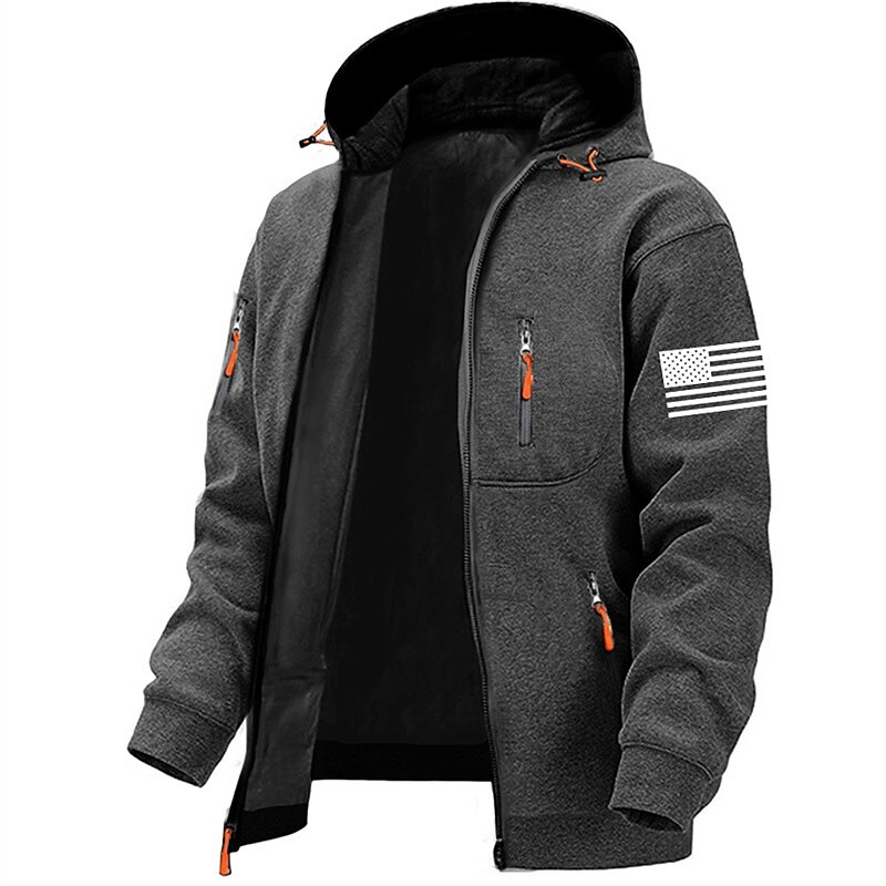Men's Graphic Prints National Flag Hoodies Long Sleeve Sweatshirts  Hooded Fashion Daily Vacation Going out Spring &  Fall Navy Blue Dark Gray Gray Clothing Apparel Designer S M L XL 2XL 3XL3