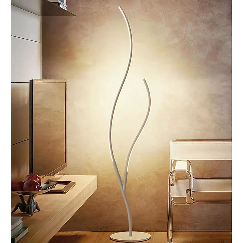 Dimmable Living Room Floor Lamp 24 W LED Floor Lamp with Remote Control Modern Spiral Floor Lamp for Bedroom Exhibition Rooms Galleries White 110-240V3