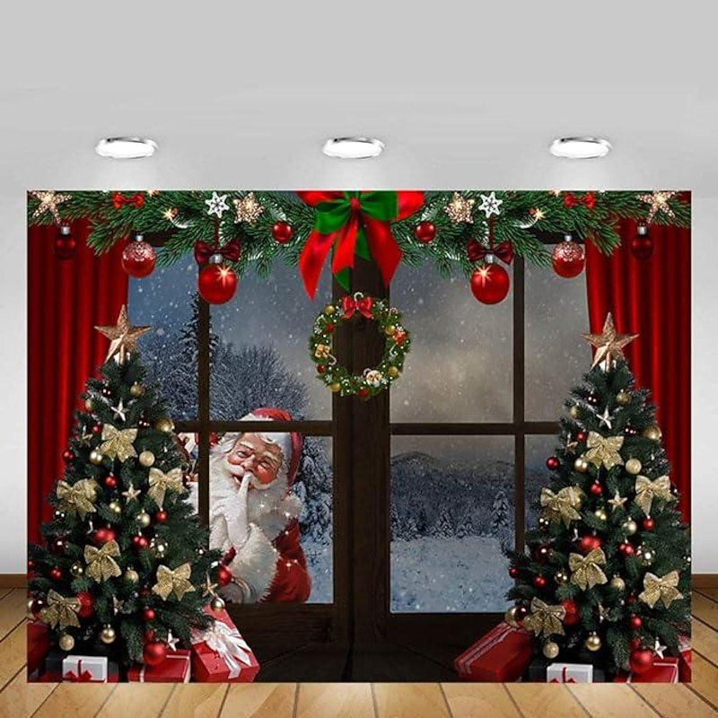 Christmas Decorations Santa Tree Hanging Tapestry Wall Art Xmas Large Tapestry Mural Decor Photograph Backdrop Blanket Curtain Home Bedroom Living Room Decoration2