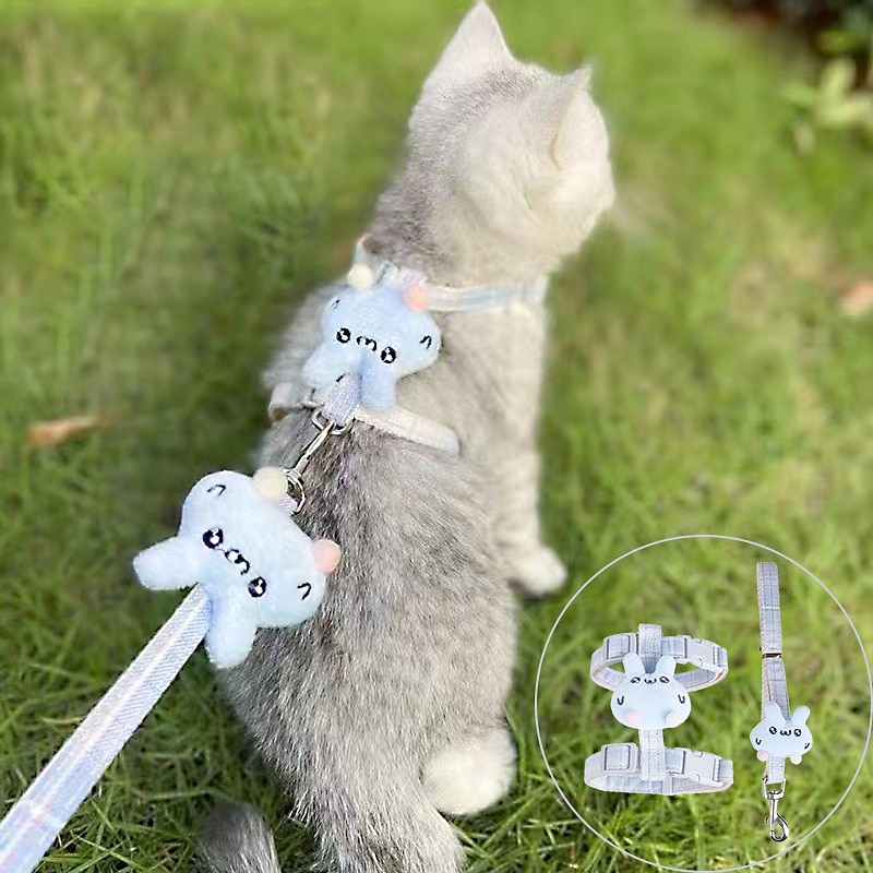 Cat Traction Rope I-shaped Anti Release Gradient Adjustable Cat Walking Rope Set Dog Chain I-shaped Back Traction Rope