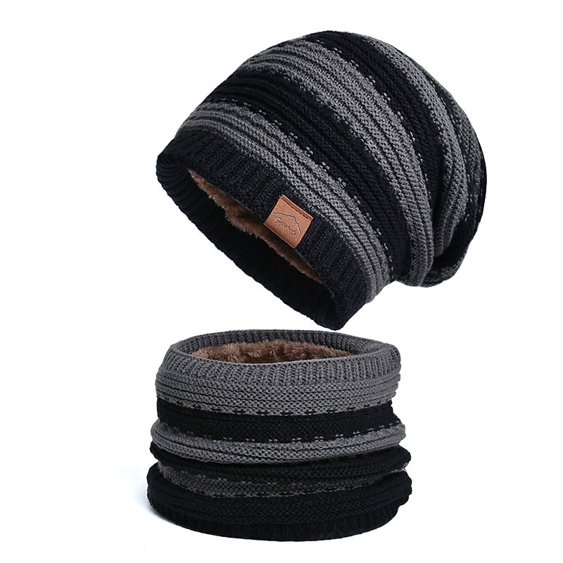 2pcs/set Women Winter Beanie Knitted Scarf & Hat Set Windproof Winter Warmer Cap for Outdoor Cycling Skiing4