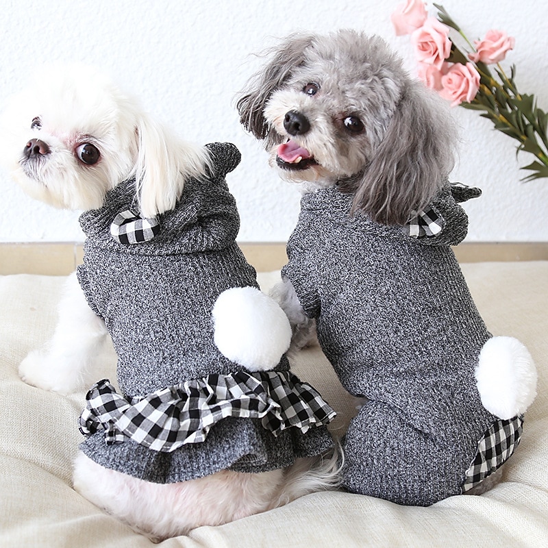 Dog Cat Dress Skirt Fashion Cute Winter Soft Washable Comfortable Outdoor Casual Daily Dog Clothing for Bichon Frise Poodle Pomeranian Baby Pet Papillon
