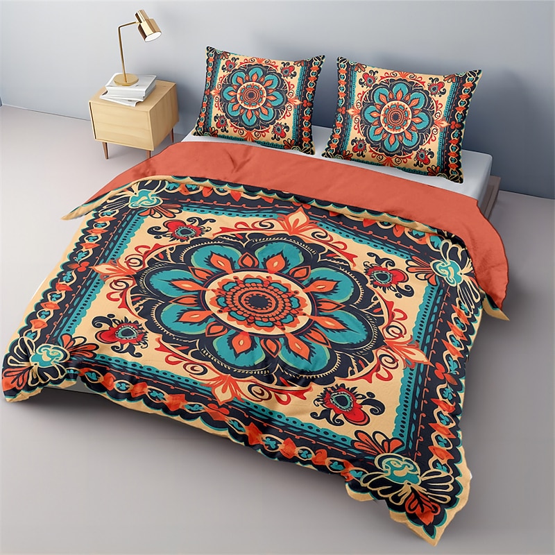 Bohemian mandala  Cotton Bedding Set Lightweight And Soft 2/3 Piece Set Suitable For Adults And Children Cotton Bedding SetKing Queen Duvet Cover3