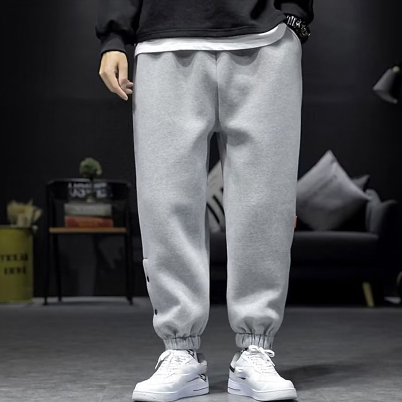 Men's Sweatpants Joggers Tear Away Pants Trousers Pocket Plain Comfort Breathable Outdoor Daily Going out Fashion Casual Black Grey3