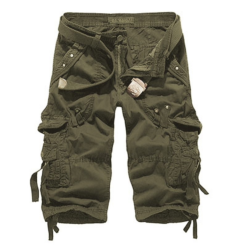 Men's Cargo Shorts Capri Pants Below Knee Length Shorts Hiking Shorts Multi Pocket Plain Calf-Length Daily Basic Big and Tall Wine Army Green - Main Image