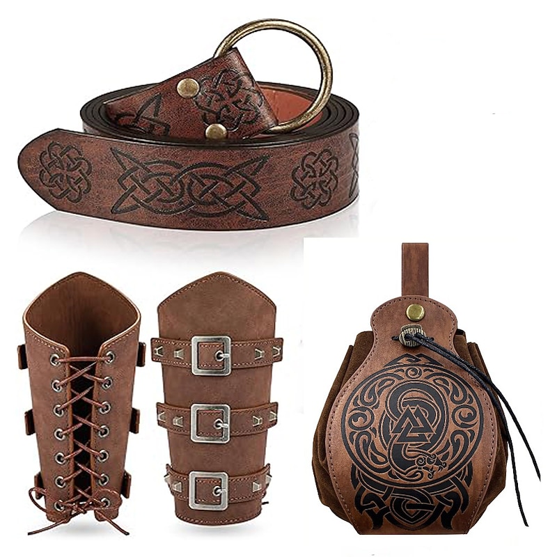 Retro Vintage Medieval Steampunk Waist Belt Scabbard Belt Pouch Pirate Viking Ranger Fancy Dress Unisex Celtic Viking Halloween Carnival Performance Party LARP Adults' Bag Waist Belt