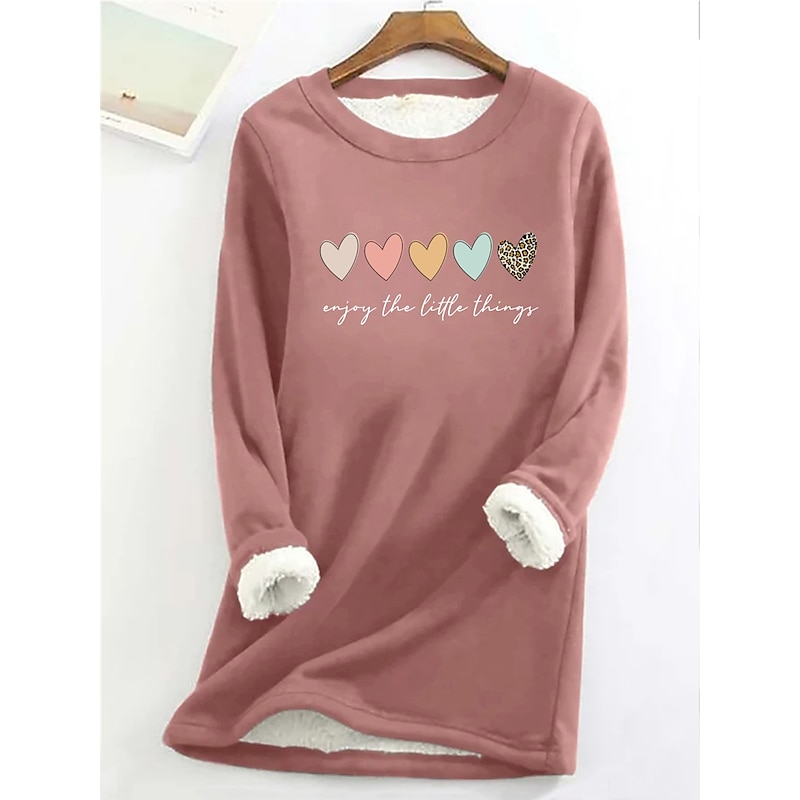 Women's Fleece Lined Pullover Sweatshirt Pajamas Warm Fuzzy Long Sleeve Round Neck Crewneck Black Yellow Pink Dark Pink Red Fall & Winter3