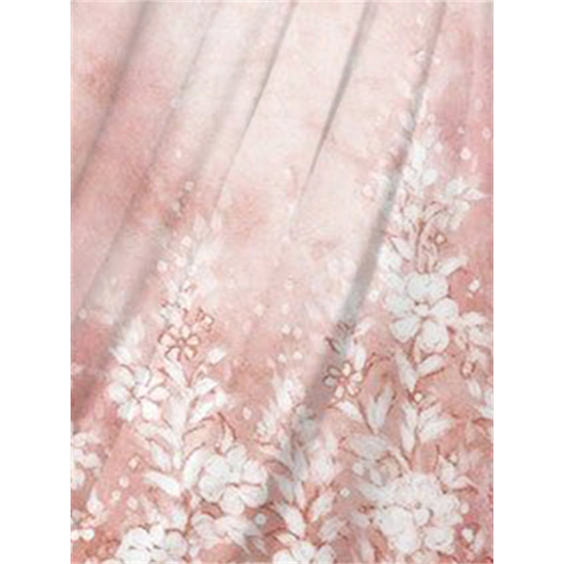 Women's Midi Dress Swing Dress Semi Formal Dress A Line Dress Print Dress Fashion Streetwear Modern Formal Outdoor Vacation Regular Fit Floral 3/4 Length Sleeve V Neck Pink Fall Winter2