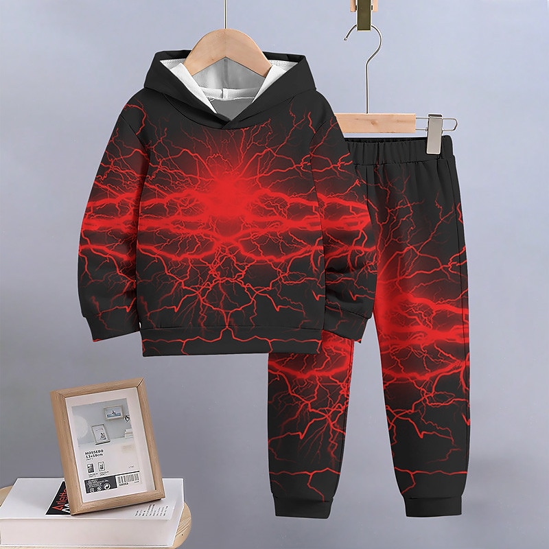 Boys 3D Gradient Ramp Hoodie & Sweatpants Set Hoodie Set Clothing Set Long Sleeve Spring Fall Sports Fashion Cool Kids 3-12 Years Outdoor Vacation Street Regular Fit4