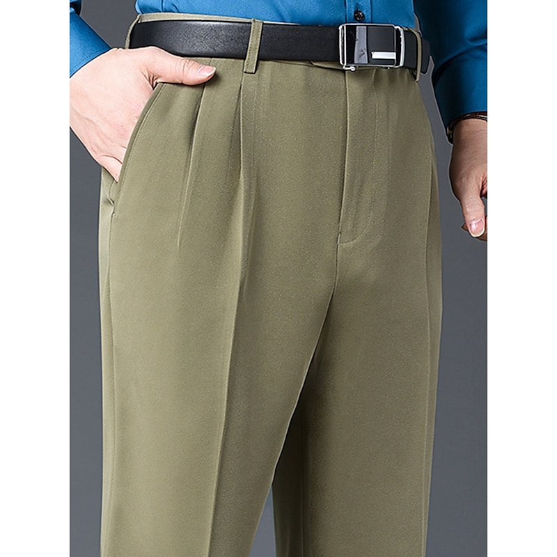 Men's Dress Pants Trousers Suit Pants Pocket Plain Comfort Breathable Outdoor Daily Going out Fashion Casual Black Khaki