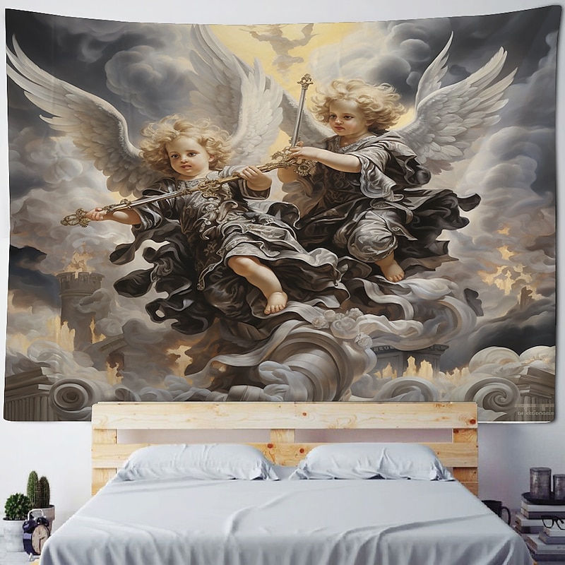 Renaissance Angel Hanging Tapestry Wall Art Large Tapestry Mural Decor Photograph Backdrop Blanket Curtain Home Bedroom Living Room Decoration2