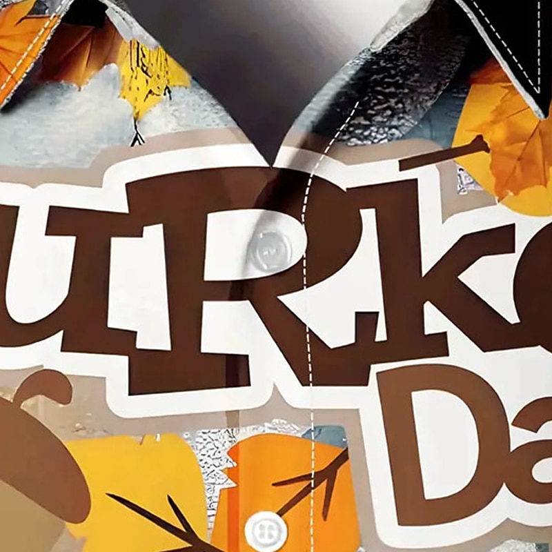 Men's Turkey Shirt Button Up Shirt Long Sleeve Artistic Abstract Outdoor Street Casual Daily Fall & Winter Turndown Buttons Print Gray3