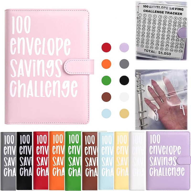 100 Envelopes Money Saving Challenge , Budget Planner Savings Challenge , 2023 New Budget Book Binder With Cash Envelopes ,Savings Challenges Notebook Binders To Save $5,050