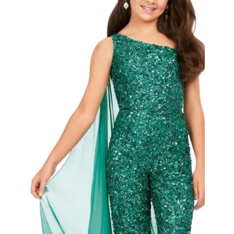 Jumpsuits Ankle Length Flower Girl Dress Chrismas Dress Pageant & Performance Girls Cute Prom Dress Sequined with Solid Color Glitter & Sparkle Fit 3-16 Years dress to impress3