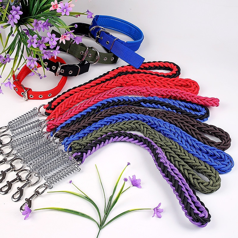 Pet Woven Traction Belt Dog Traction Rope Spring Belt Buffer Short Dog Rope Pet Products