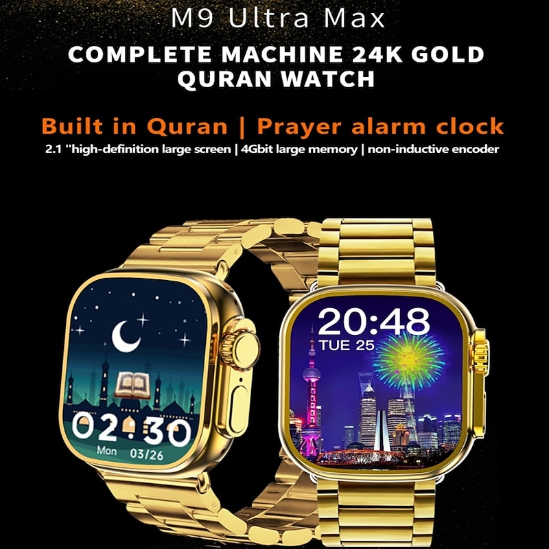 M9 Ultra Max Smart Watch 2.1 inch Smartwatch Fitness Running Watch Bluetooth Pedometer Call Reminder Fitness Tracker Compatible with Android iOS Women Men Long Standby Hands-Free Calls Waterproof IP68