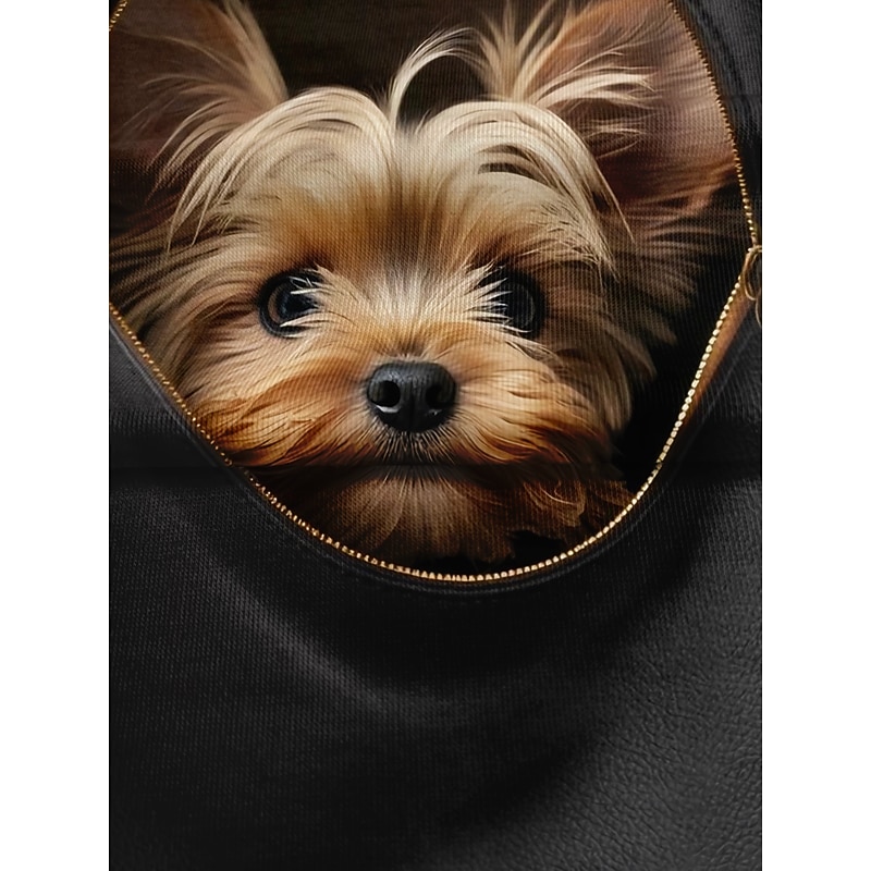 Women's T Shirt Basic Dog Print Short Sleeve Regular Tops Round Neck Daily Weekend Gray2