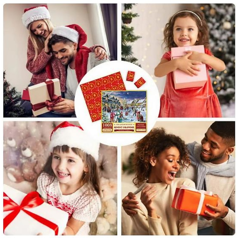 24 Days of Advent Calendar24 Grid Christmas Puzzle Blind Box Countdown Calendar Box 1008 Pieces Of Paper Decompression Toys For Export Only for Christmas Gifts3