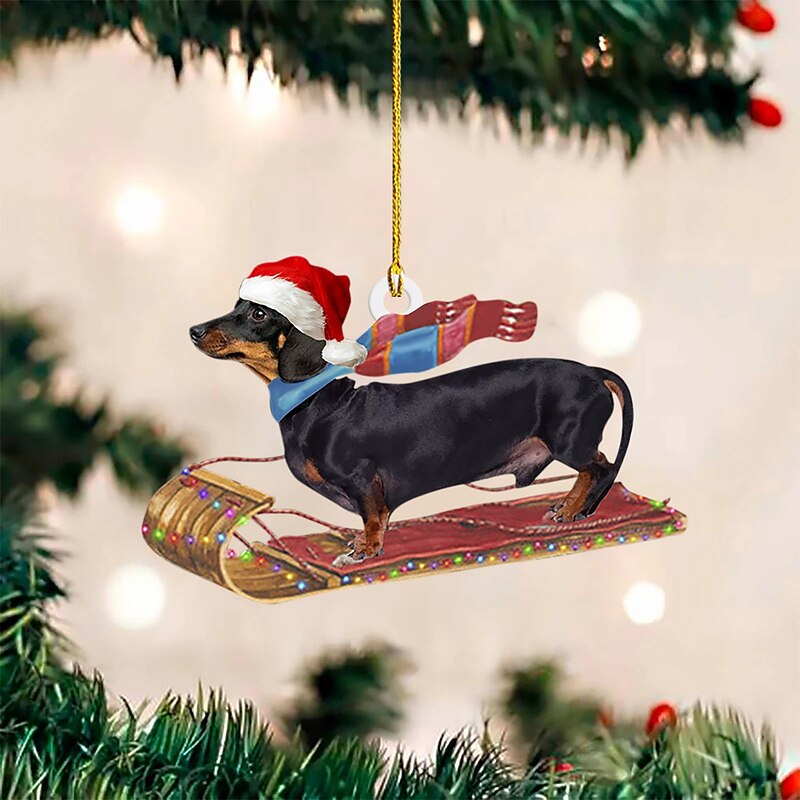 Dog Christmas Tree Ornaments Xmas 2D Acrylic Decoration Tree Pendant Funny 2D Acrylic Pendant r Christmas Decor for Home Holiday Party Funny Ornaments2