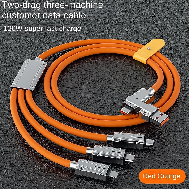 2 In 3 Fast Charging Cord For Iphone Huawei Micro Usb Type C Charger Cable 100w  6A Multi Usb Port Multiple Usb Charging Cord