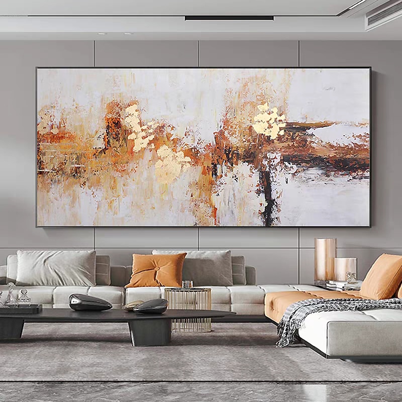 Mintura Handmade Abstract Gold Oil Paintings On Canvas Wall Art Decoration Modern Picture For Home Decor Rolled Frameless Unstretched Painting