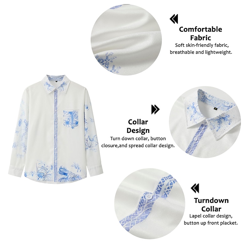 Men's Floral Graphic Prints Shirt Short Sleeve Sports Fashion Streetwear Outdoor Daily Weekend Summer Spring Turndown Print Yellow Red Blue Green Light Blue2