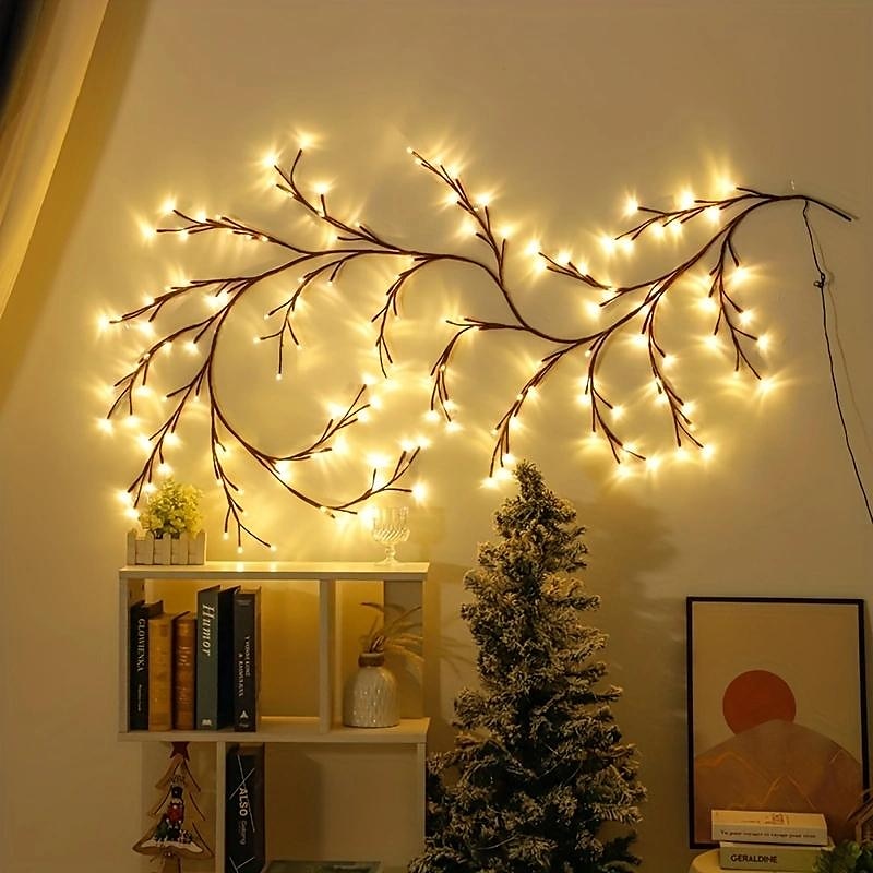 1pc 96LED Branch Light, For Desktop Wall Decoration, 8 Modes, USB Powered DIY Holiday Tree Vine Light, Halloween Decoration, Christmas Decoration Night Light