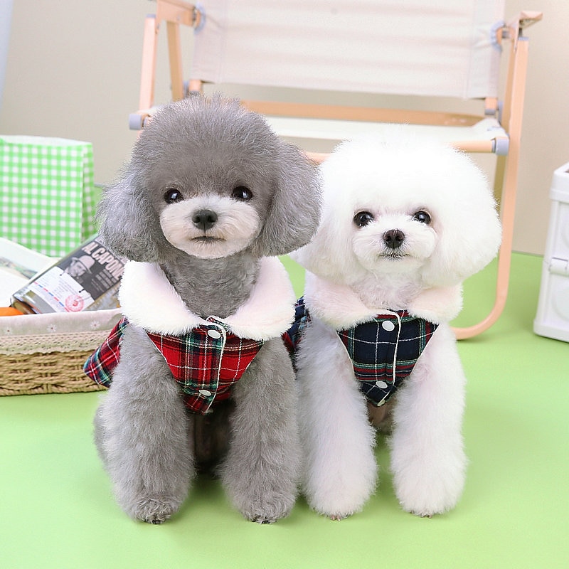 Dog Cat Dress Party Sweet Style Winter Breathable Soft Washable Comfortable Christmas Outdoor Casual Daily Dog Clothing for Bichon Frise Pomeranian Baby Pet Papillon Small