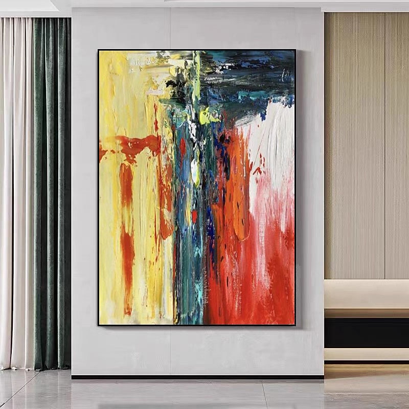 Abstract Painting On Canvas Handpainted Oil Painting Abstract Red Painting Textured Fine Art Acrylic Contemporary Wall Art for Living Room (No Frame)3