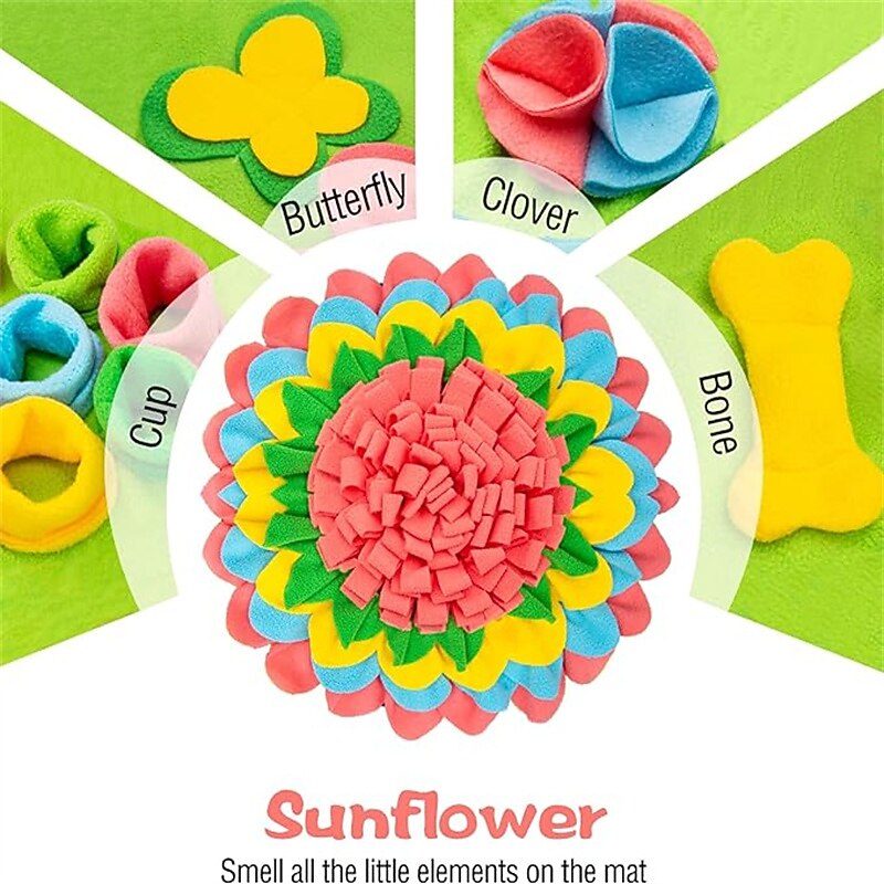 Smelling Mat For Dogs Expels Physical Energy Colorful Flower Bones Pet Smell Training Blanket2