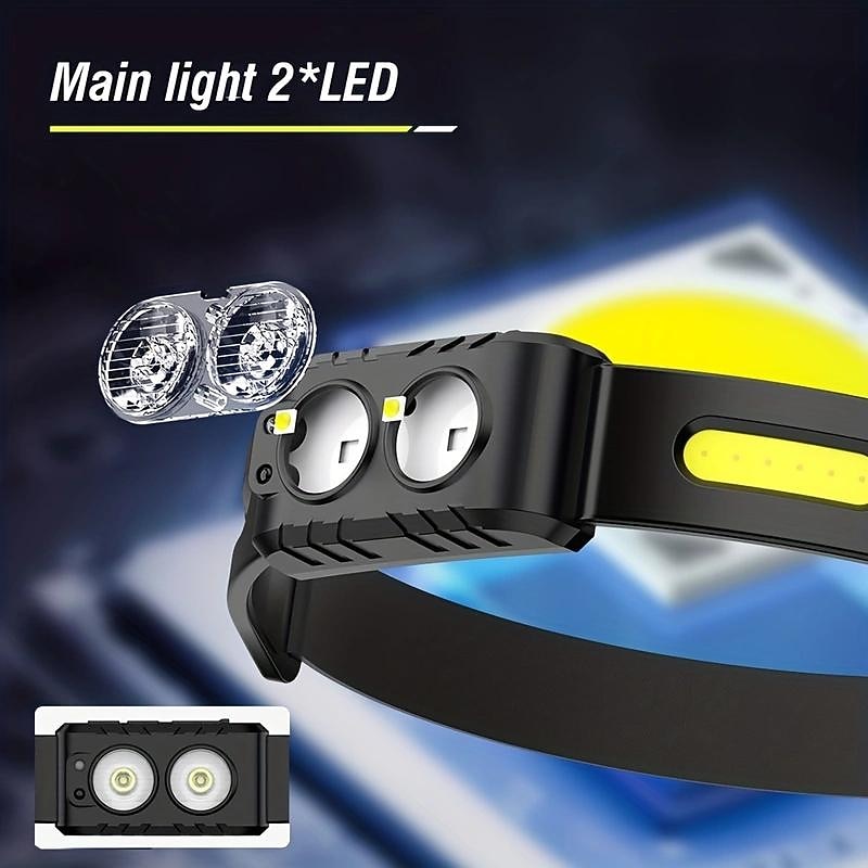 Rechargeable LED Head Torch with Motion Sensor, Lightweight Waterproof Headlamp LED Head Light for Running, Camping, Cycling4