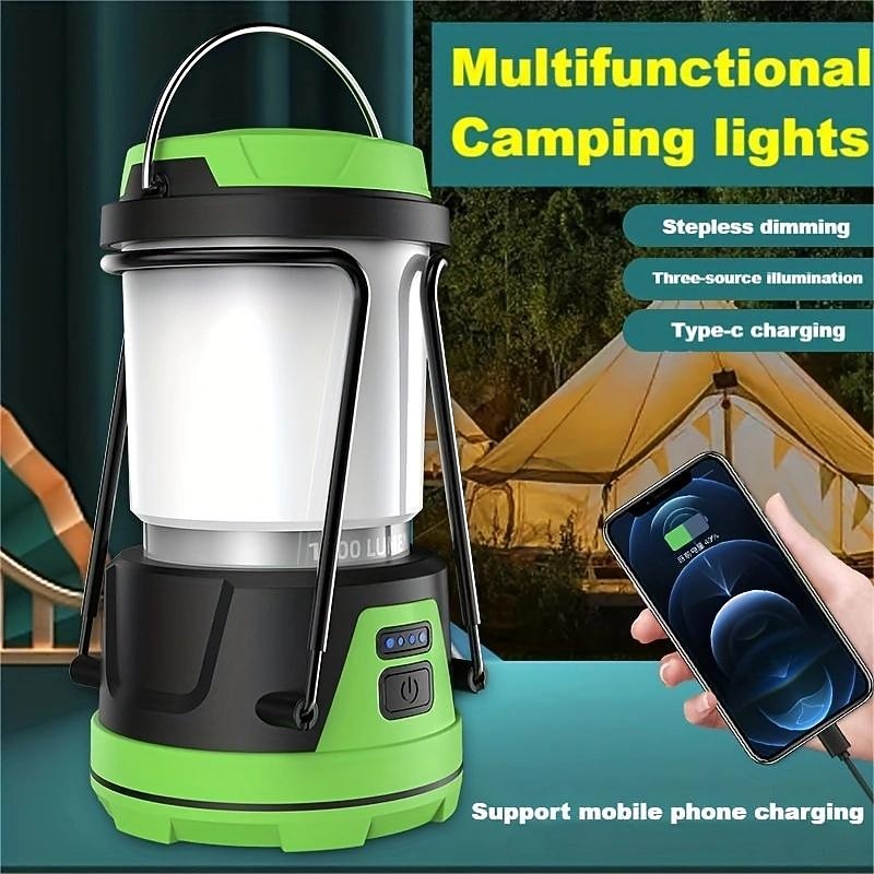 1pc Rechargeable 1000LM LED Camping Lantern, 4400mAh Power Bank,Waterproof Tent Light with 4 Light Modes, Camping Essentials, Portable Lantern Flashlight for Camping, Hurricane, Emergency&Hiking