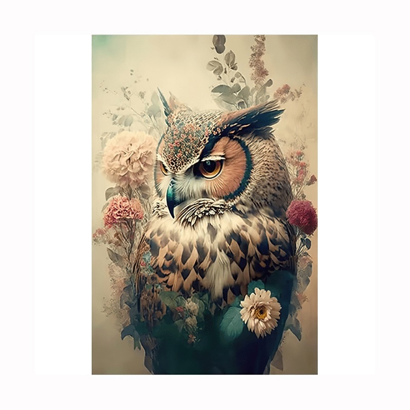 Animal Wall Art CanvasVintage Flower Owl Prints and Posters Pictures Decorative Fabric Painting For Living Room Pictures No Frame2