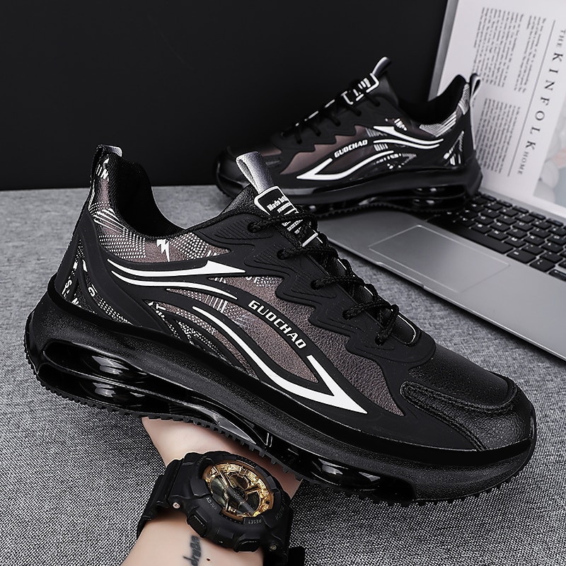 Men's Lightweight Air Cushion Sneakers with Transparent Design – Trendy Lace-Up Athletic Shoes for Running and Casual Wear3
