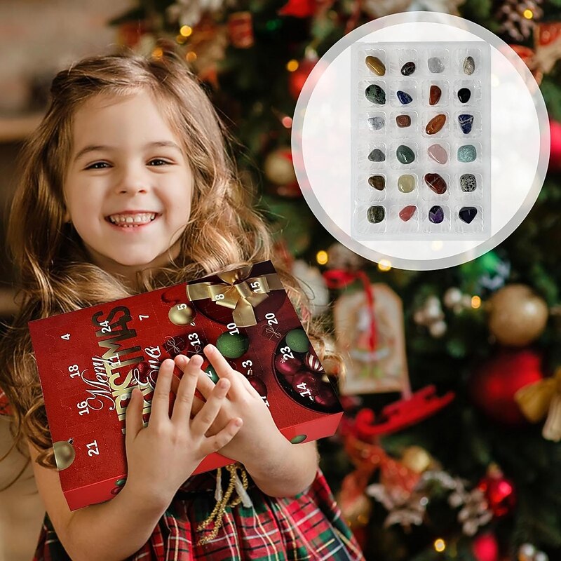 Crystal Advent Calendar 2025 Christmas Healing Crystal Advent Calendar Crystal Repair Stone Kit 24pcs Rock Collection Countdown Calendar For Birthday Christmas Girls4