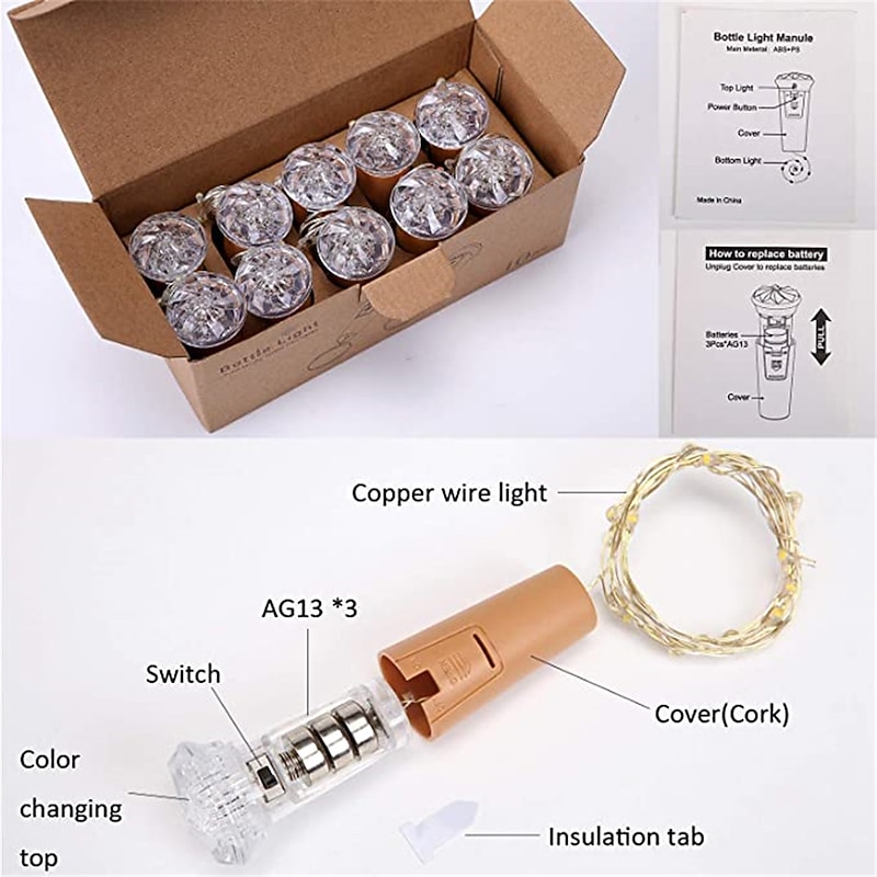 Elegant Wedding Party Reception 20 Pack Wine Bottle Lights 2M with Cork – Battery Operated LED Mini Lights for DIY Home Garden Festival Decor4