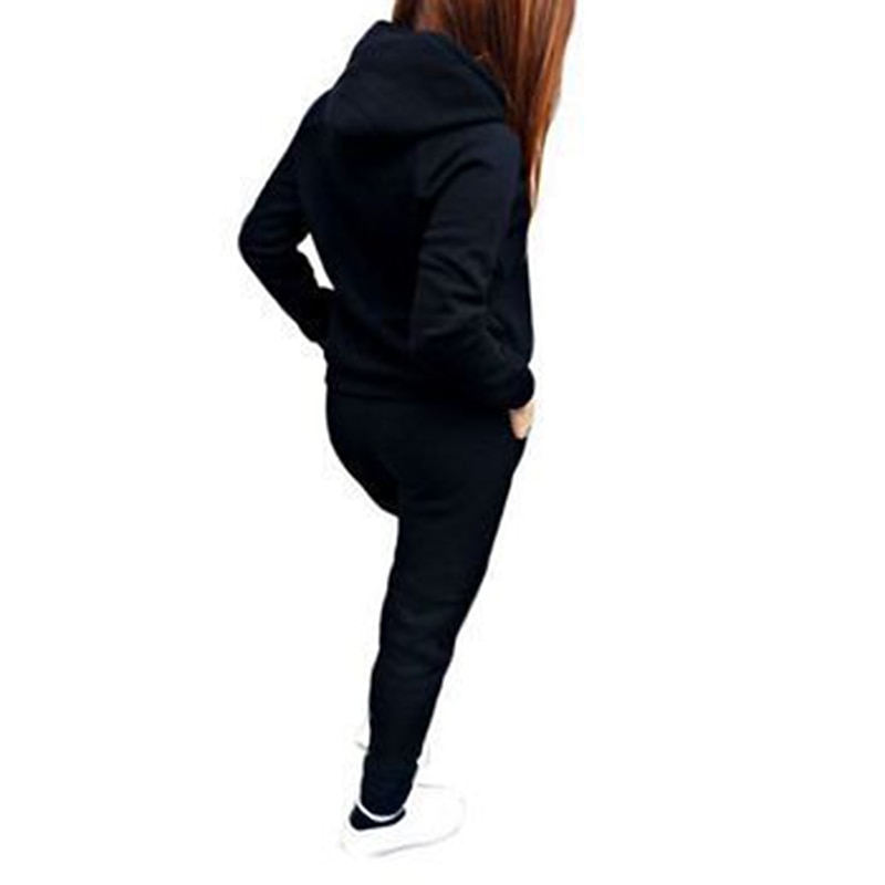 Women's Warm Sports Hoodie Tracksuit Pants Sets Joggers Pants Trousers Long Sleeve Hooded Solid Color Drawstring Outdoor Casual Black Pink Wine Fall & Winter Regular Fit4