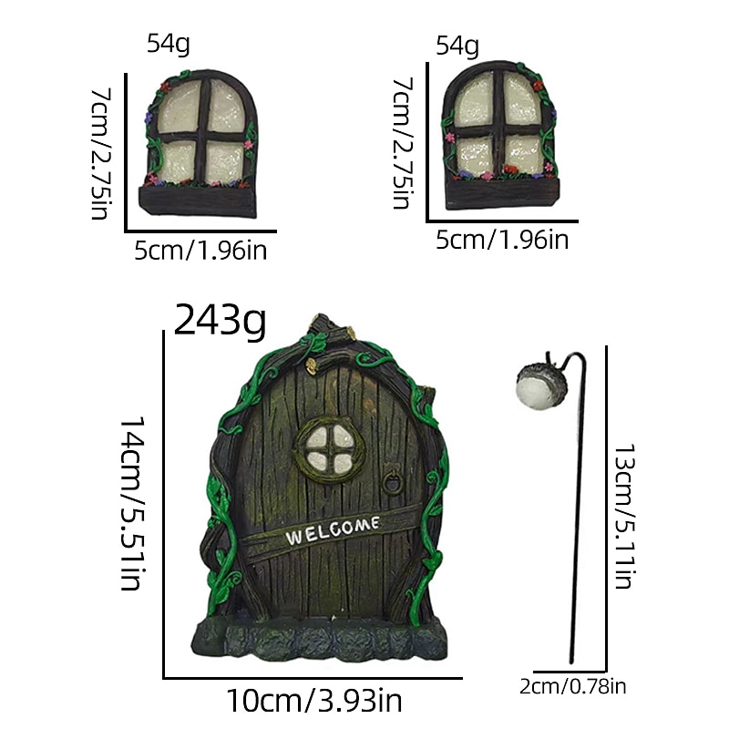 Miniature Fairy Home Window and Door for Trees Cute Miniature Fairy Garden Cute Tree Decoration Garden Door Creative Luminous Tree Decor Fairy Door Decor Accessories for Wall and Outdoor Trees3