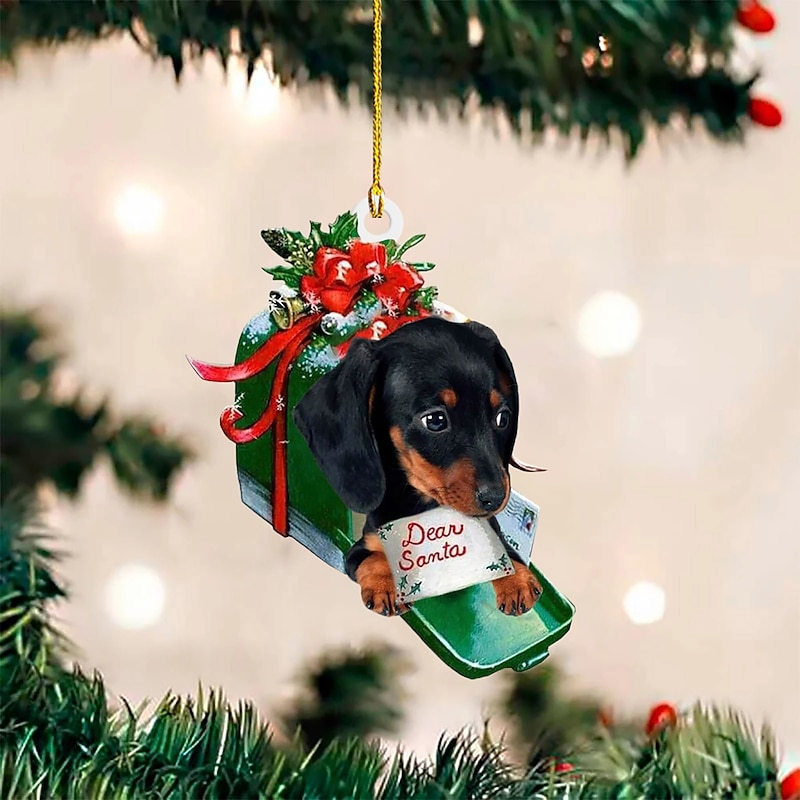 Dog Christmas Tree Ornaments Xmas 2D Acrylic Decoration Tree Pendant Funny 2D Acrylic Pendant r Christmas Decor for Home Holiday Party Funny Ornaments3