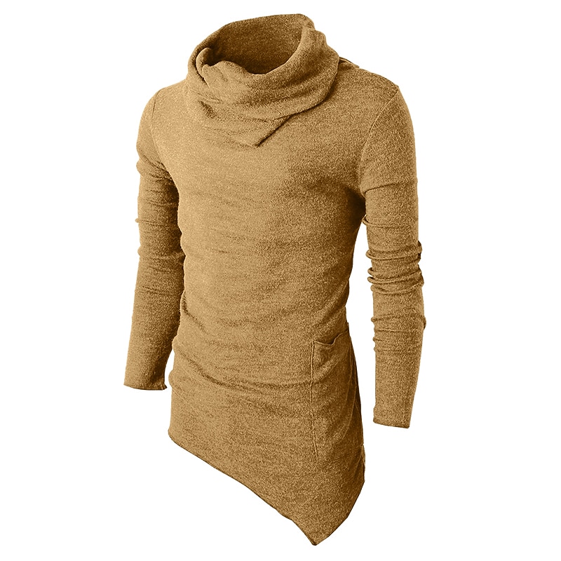 Men's Turtleneck Sweater Knitwear Ribbed Knit Tunic Knitted Plain Turtleneck Modern Contemporary Work Daily Wear Clothing Apparel Fall Winter Black Khaki M L XL2