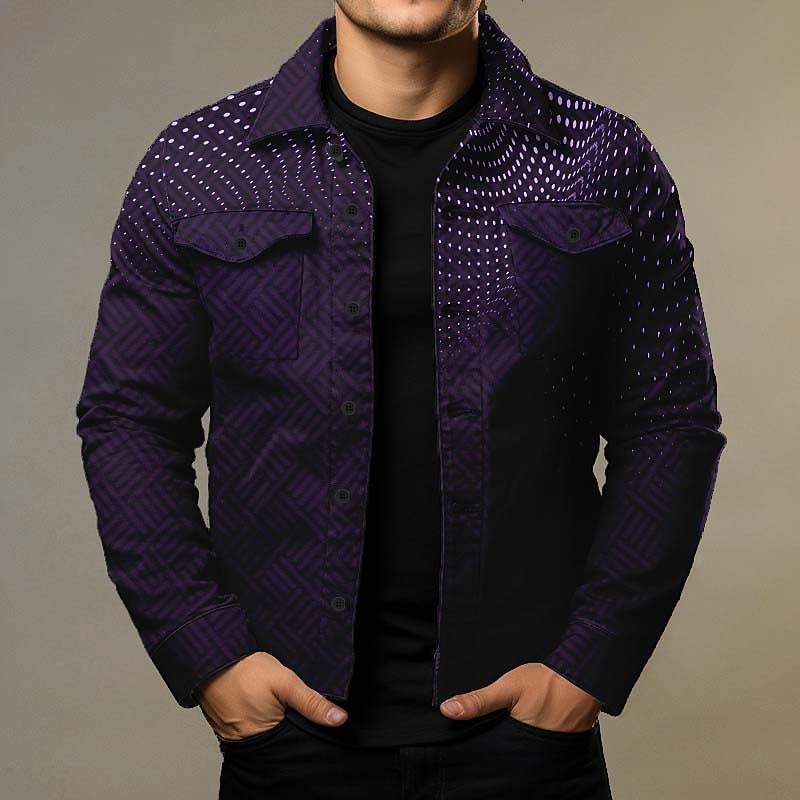 Men's Optical Illusion Geometric Pattern Shirt Shirt Jacket Overshirt Long Sleeve Fashion Streetwear Designer Outdoor Casual Daily Fall & Winter Turndown Print Black Navy Blue Purple Brown Green3