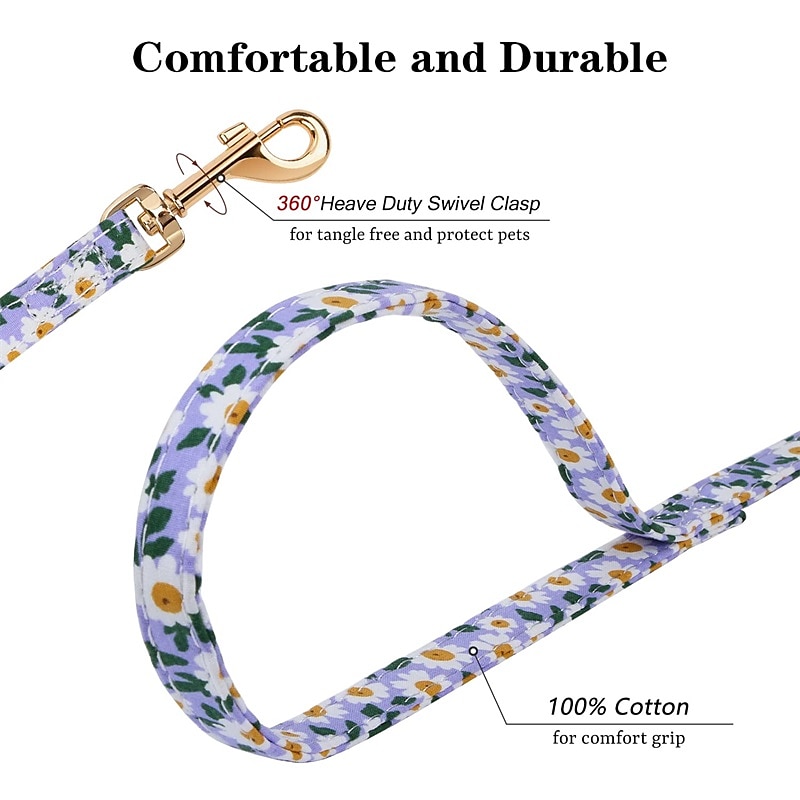 No Pull Floral Pattern Dog Harness- Lightweight and Soft Dog Harness Adjustable Small Dog Harness and Leash Set with Dog Leash Suitable for Puppy Small and Medium-Sized Dog4